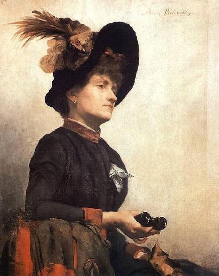 Anna Bilinska-Bohdanowicz Portrait of a lady with binoculars oil painting image